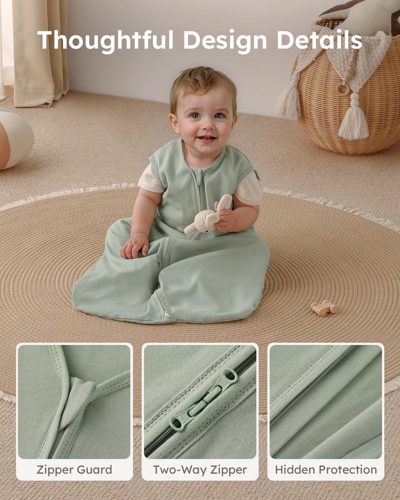 يووفوس Yoofoss Baby Sleep Sack 18-24 شهرًا بطانية يمكن ارتداؤها للأطفال 100% قطن عضوي 2-Way Zipper TOG 0.5 كيس نوم للأطفال الصغار خفيف الوزن - Image 5